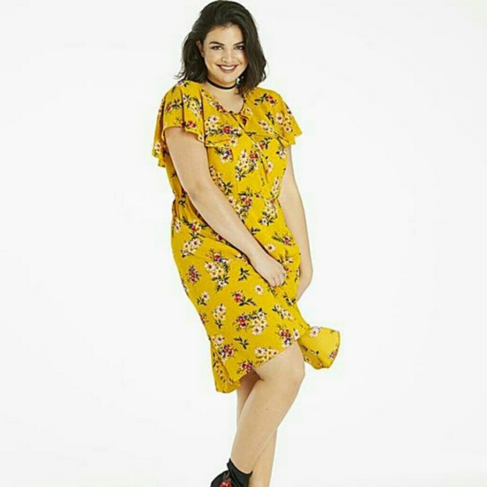 NWT Feminine Floral Print Simply Be Dress …